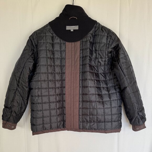 Vintage 90s Perry Ellis Portfolio Brown Double Collar Insulated  Coat Size XXL - Picture 11 of 16